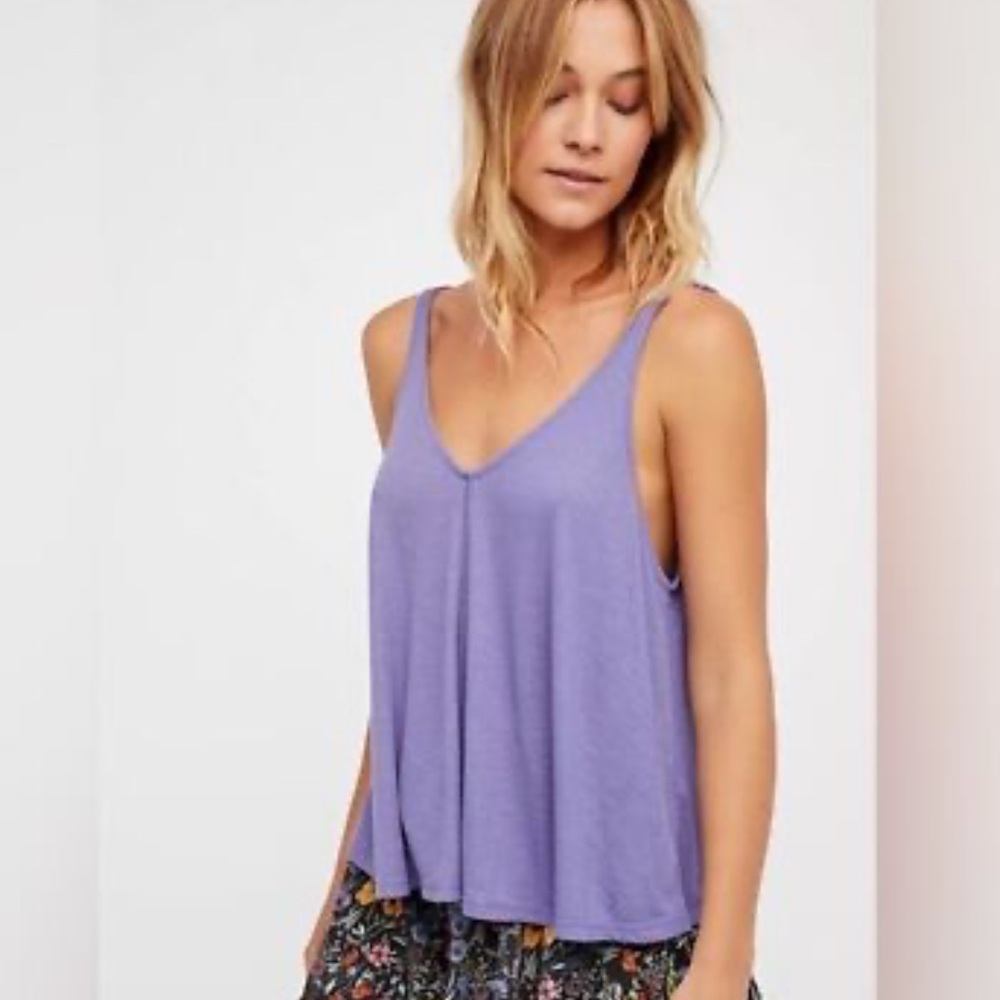 Free People Dani Oversized Ribbed Tank Top Dusty Iris Size Medium